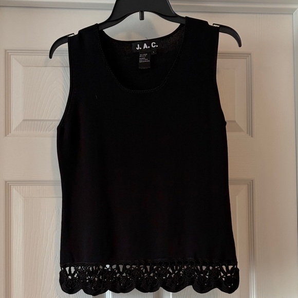 J.A.C. Tops - Black Sleeveless Crochet-Hem Tank Top